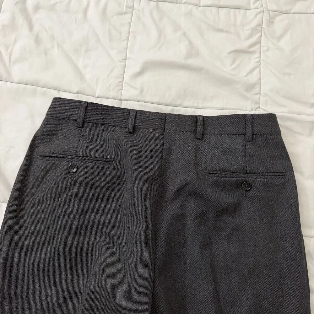 Brooks Brothers Regent Pants Mens 34 x 30 Dark Gray Wool Dress Slacks Pleated